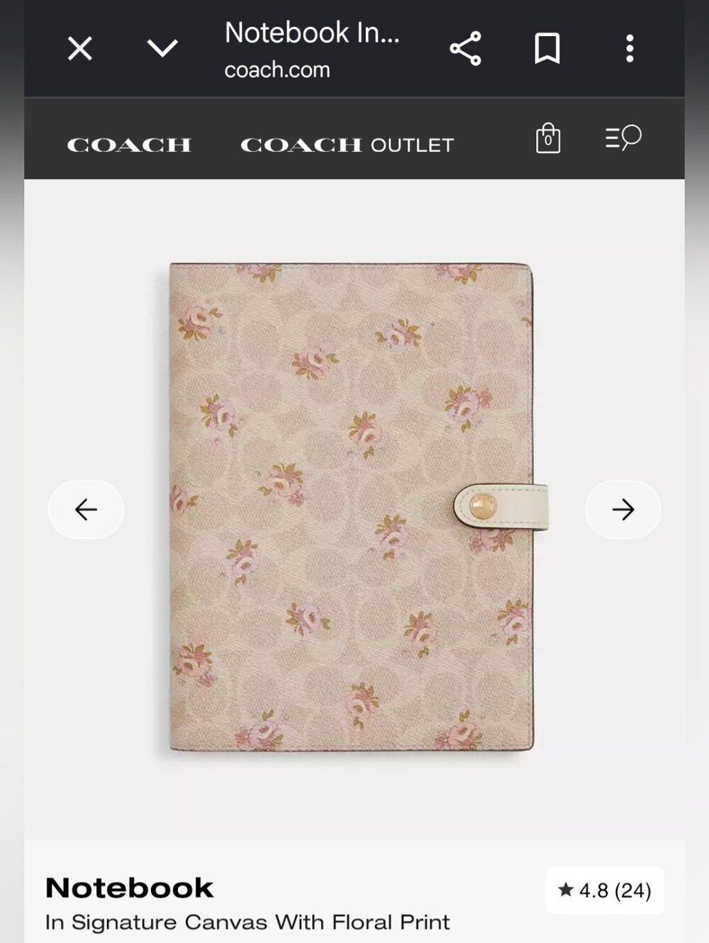 Coach flower and tan signature notebook NWT Perfect Gift